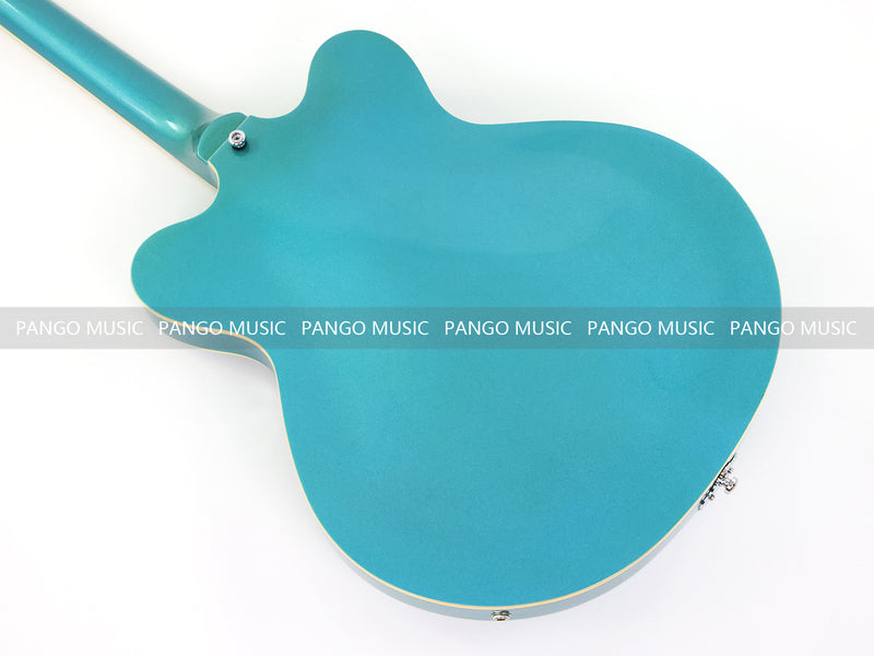 4-String Semi-Hollow Body Electric Bass Guitar with Gloss Turquoise Blue Finish (HY-2602)