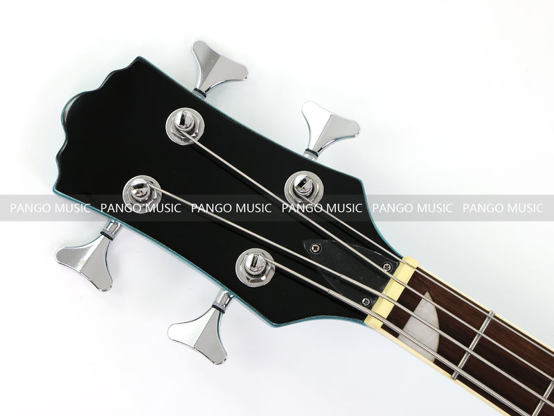 4-String Semi-Hollow Body Electric Bass Guitar with Gloss Turquoise Blue Finish (HY-2602)