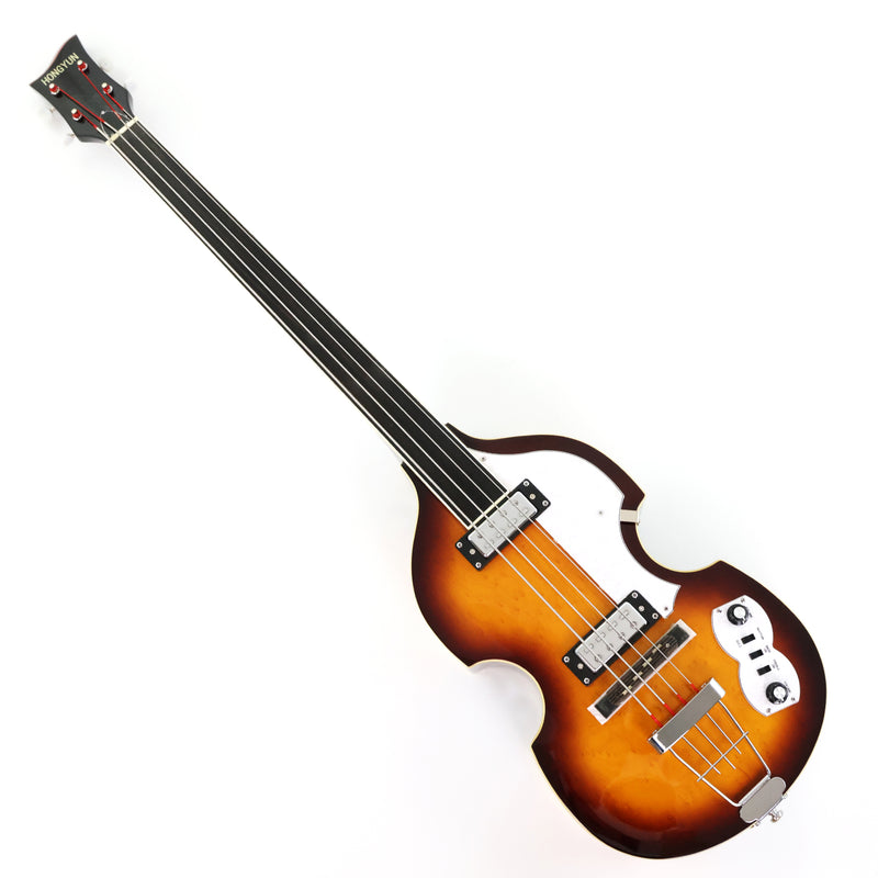 4-String Thick Semi-Hollow Violin Style Fretless Electric Bass Guitar (PHY-137X)