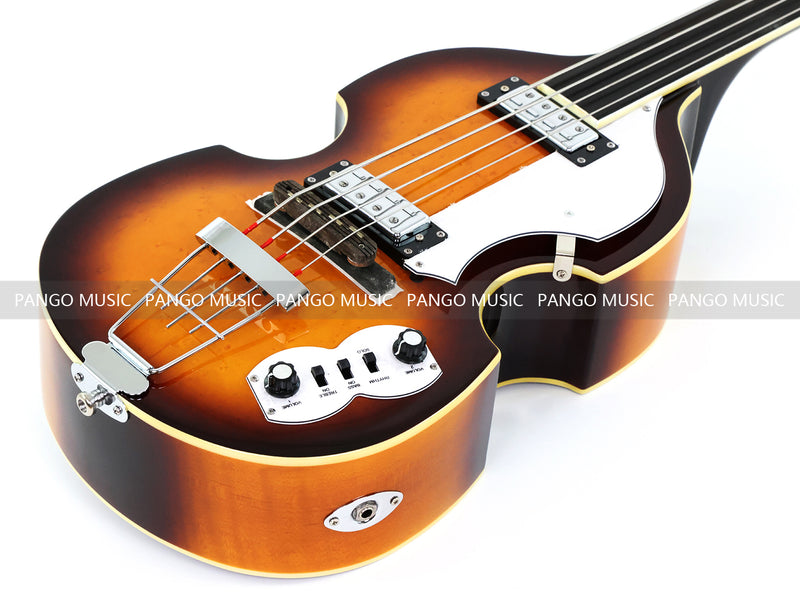 4-String Thick Semi-Hollow Violin Style Fretless Electric Bass Guitar (PHY-137X)