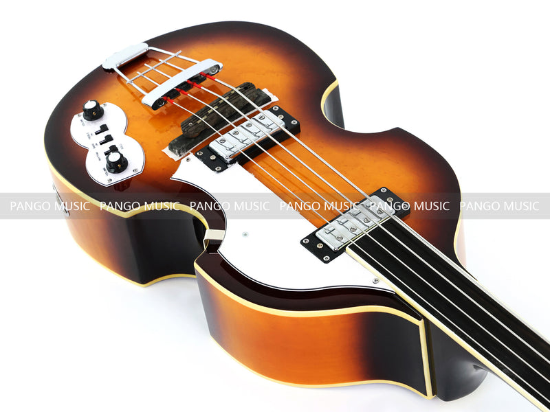 4-String Thick Semi-Hollow Violin Style Fretless Electric Bass Guitar (PHY-137X)