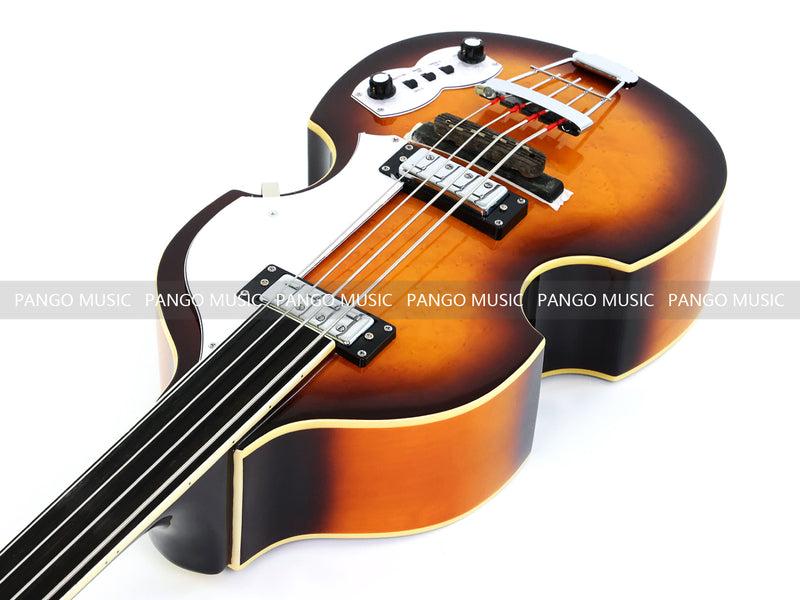 4-String Thick Semi-Hollow Violin Style Fretless Electric Bass Guitar (PHY-137X)