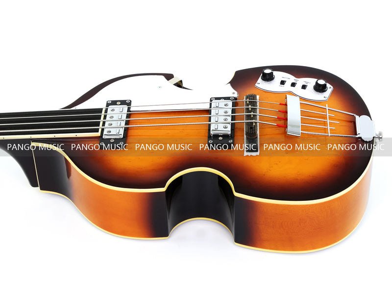 4-String Thick Semi-Hollow Violin Style Fretless Electric Bass Guitar (PHY-137X)