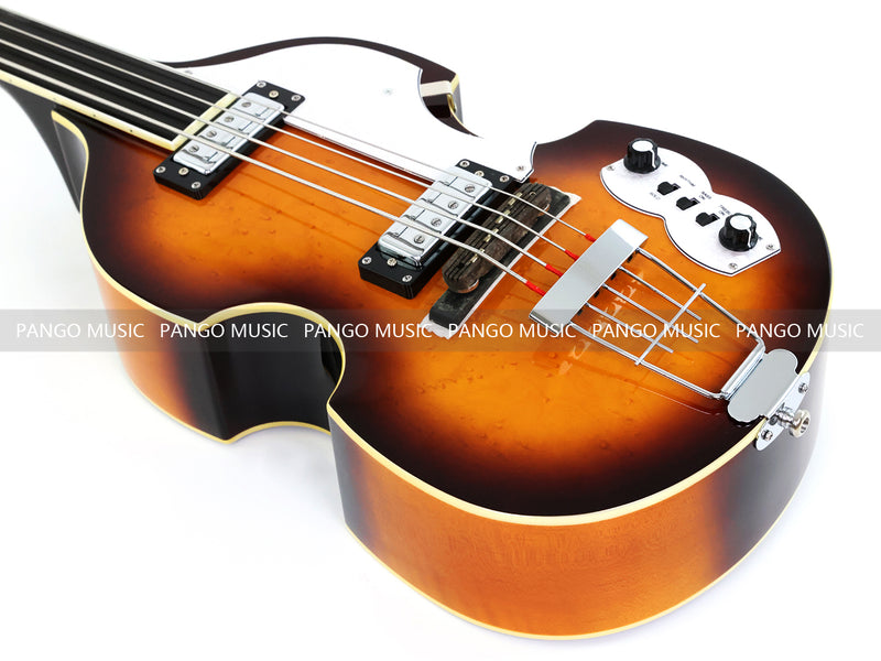 4-String Thick Semi-Hollow Violin Style Fretless Electric Bass Guitar (PHY-137X)