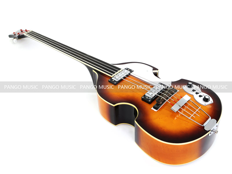 4-String Thick Semi-Hollow Violin Style Fretless Electric Bass Guitar (PHY-137X)