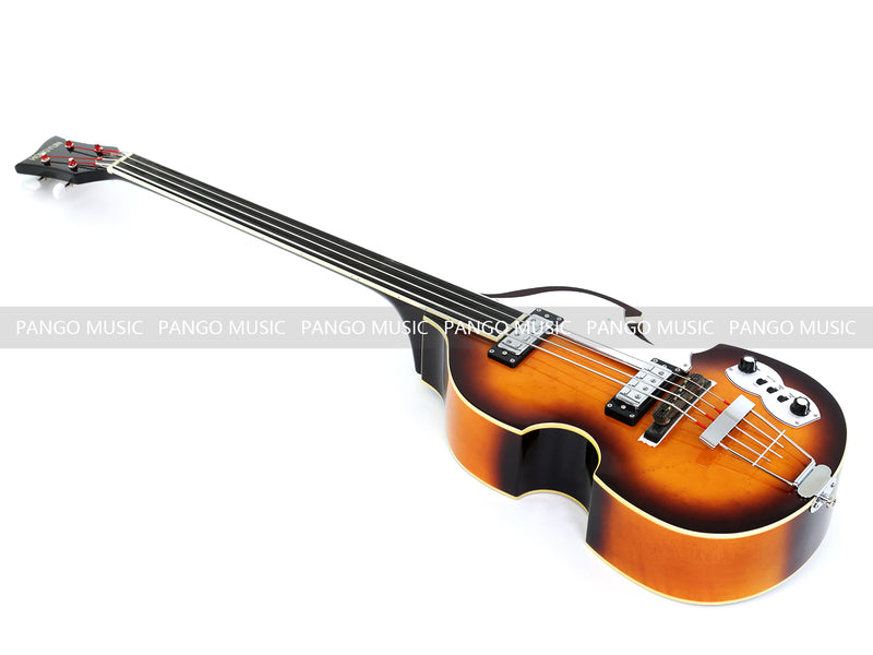 4-String Thick Semi-Hollow Violin Style Fretless Electric Bass Guitar (PHY-137X)