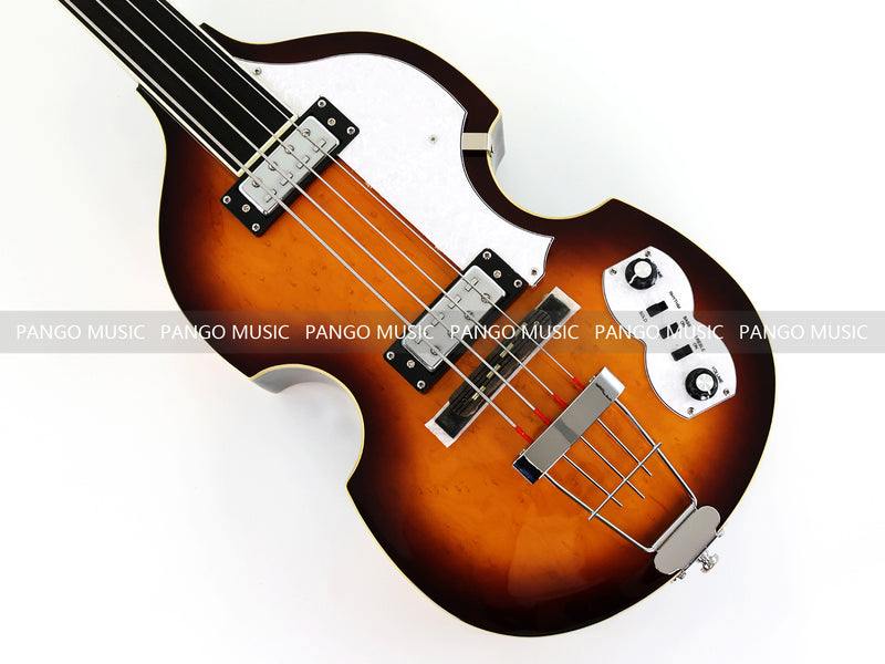 4-String Thick Semi-Hollow Violin Style Fretless Electric Bass Guitar (PHY-137X)