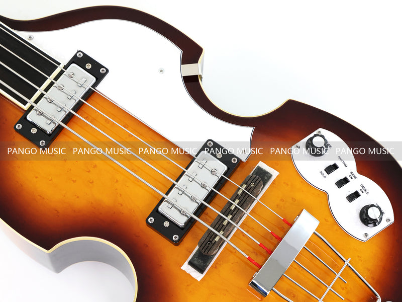 4-String Thick Semi-Hollow Violin Style Fretless Electric Bass Guitar (PHY-137X)