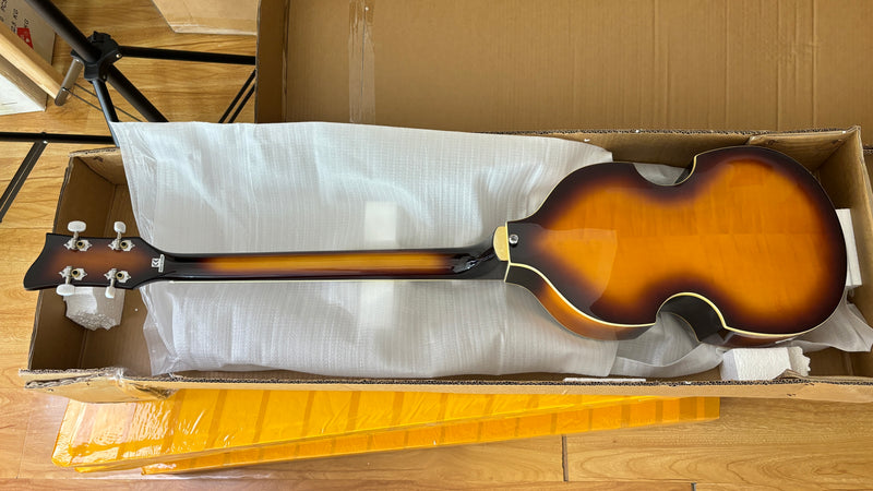 4-String Thick Semi-Hollow Violin Style Fretless Electric Bass Guitar (PHY-137X)