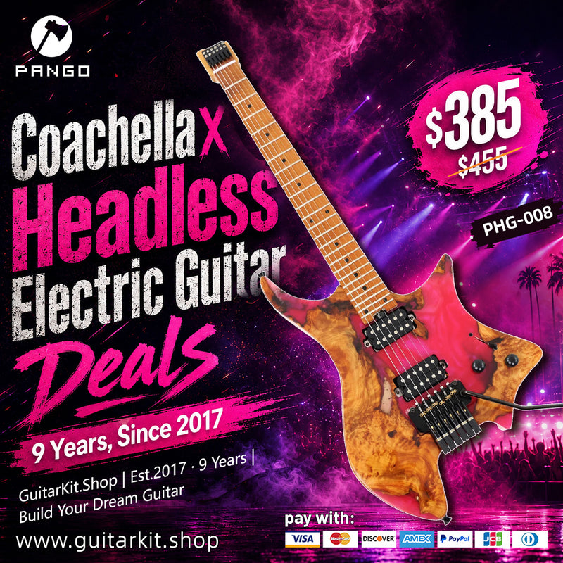 6-String Tapered Neck ResinBurl Body Headless Electric Guitar (PHG-008)
