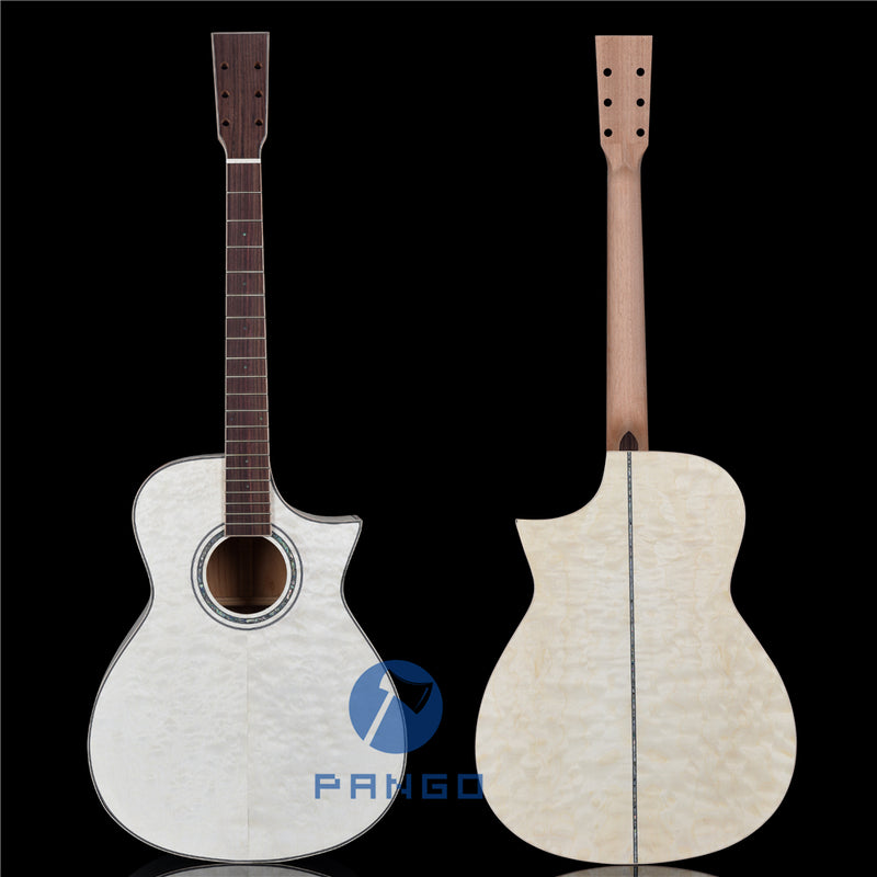 41 Inch Solid Spruce Top DIY Acoustic Guitar Kit with Quilted Maple Veneer (PFA-989F, Fast Shipping, Tariff-free)