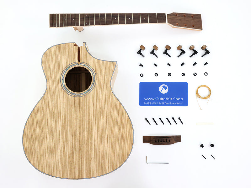 41 Inch Solid Spruce Top DIY Acoustic Guitar Kit with Zebrawood Veneer (PFA-990X)