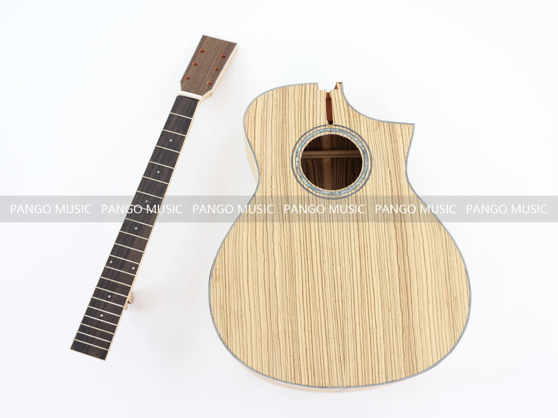 41 Inch Solid Spruce Top DIY Acoustic Guitar Kit with Zebrawood Veneer (PFA-990F, Fast Shipping, Tariff-free)