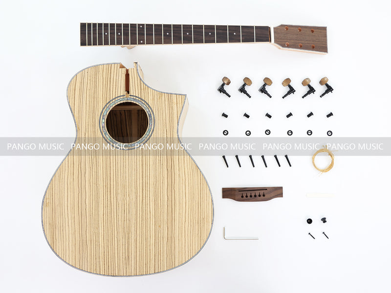 41 Inch Solid Spruce Top DIY Acoustic Guitar Kit with Zebrawood Veneer (PFA-990F, Fast Shipping, Tariff-free)