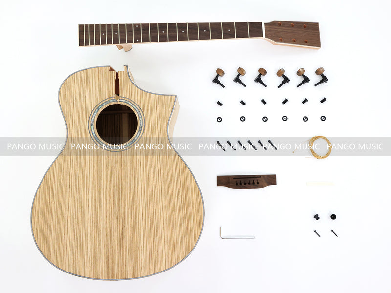 41 Inch Solid Spruce Top DIY Acoustic Guitar Kit with Zebrawood Veneer (PFA-990X)