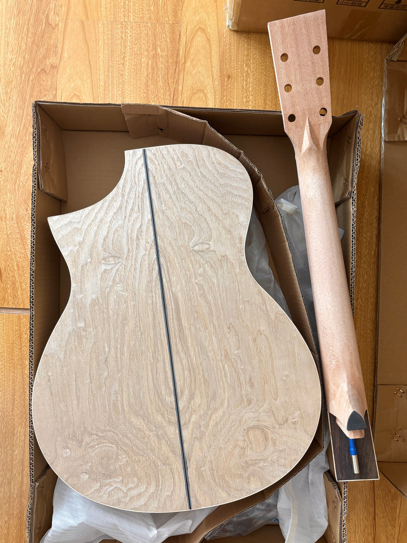 Pre-Sale 41 Inch Solid Spruce Top DIY Acoustic Guitar Kit with Ash Veneer (PFA-988X)
