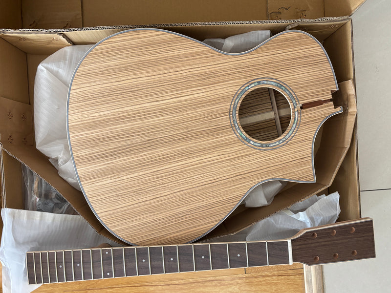 41 Inch Solid Spruce Top DIY Acoustic Guitar Kit with Zebrawood Veneer (PFA-990X)