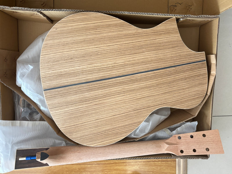 41 Inch Solid Spruce Top DIY Acoustic Guitar Kit with Zebrawood Veneer (PFA-990X)