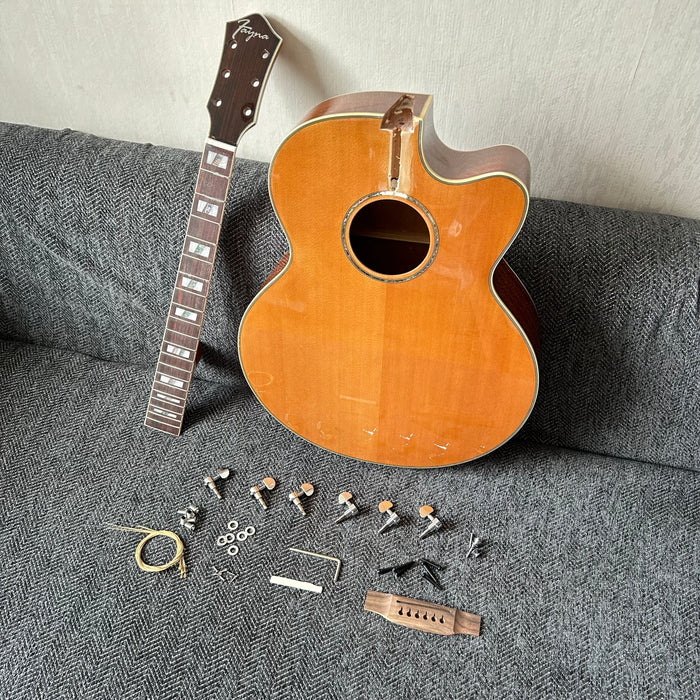 41 Inch Solid Spruce Top LEGO Style DIY Acoustic Guitar with Painting (PHT-006)