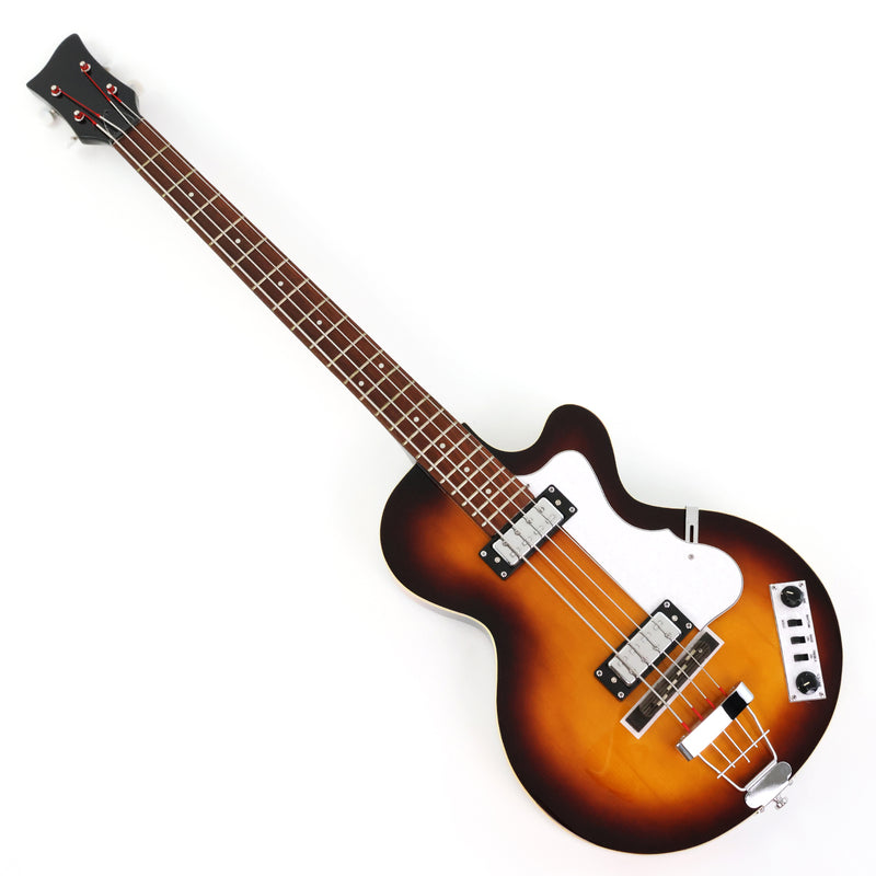 4 String 30" Short Scale Semi Hollow Sunburst Electric Bass Guitar(PHF-129)