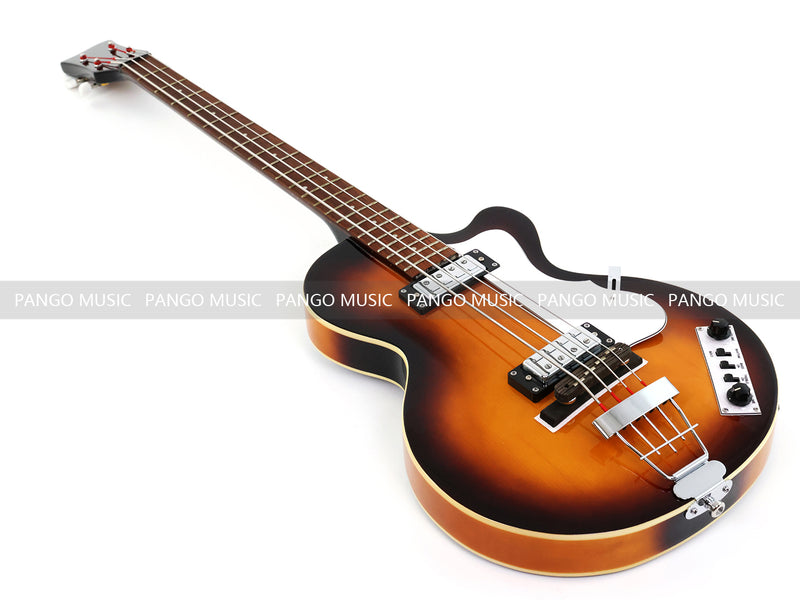 4 String 30" Short Scale Semi Hollow Sunburst Electric Bass Guitar(PHF-129)