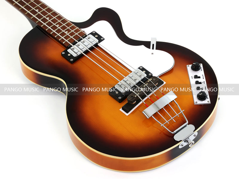 4 String 30" Short Scale Semi Hollow Sunburst Electric Bass Guitar(PHF-129)