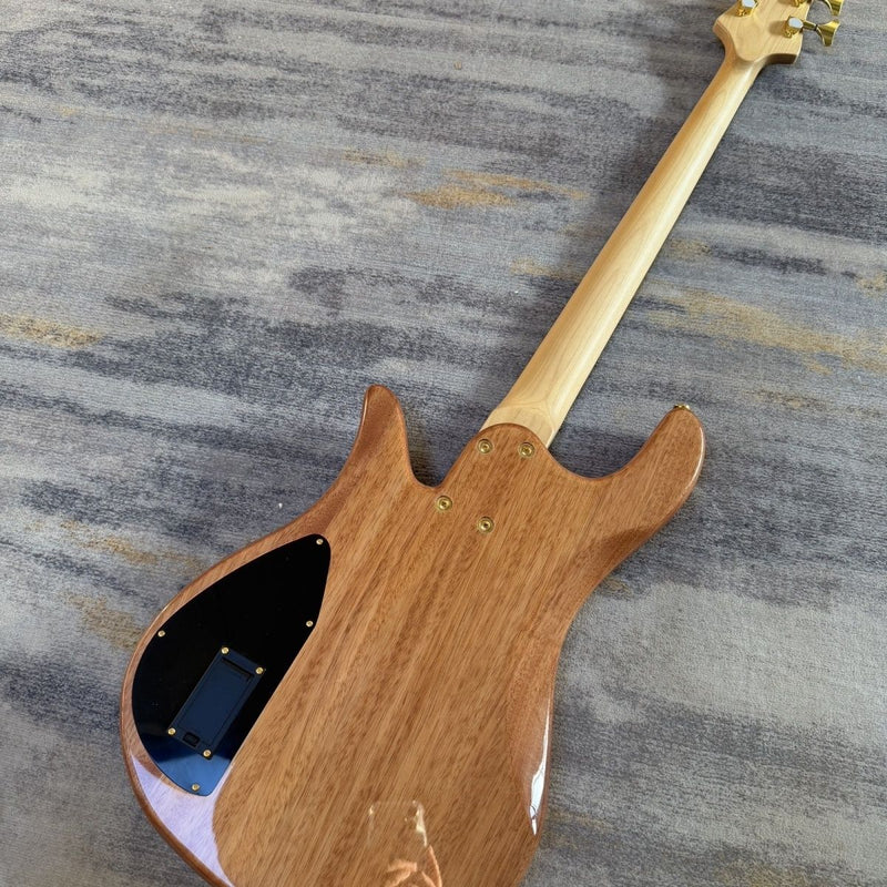 4 String Electric Bass Guitar with Gloss Natural Black Tai Chi & Flamed Maple Top (LRG-112)