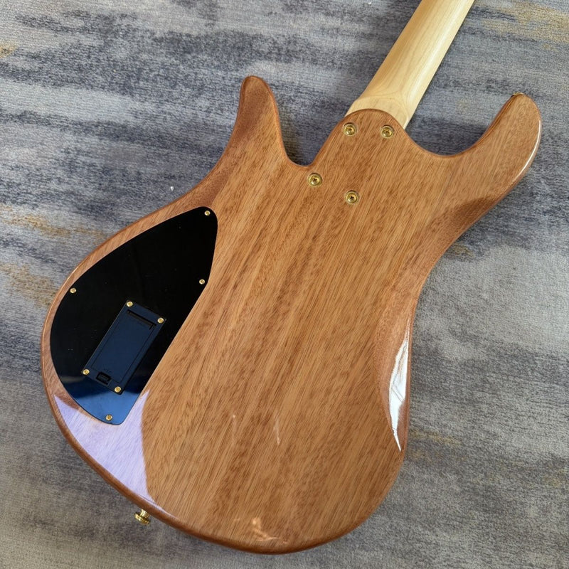 4 String Electric Bass Guitar with Gloss Natural Black Tai Chi & Flamed Maple Top (LRG-112)