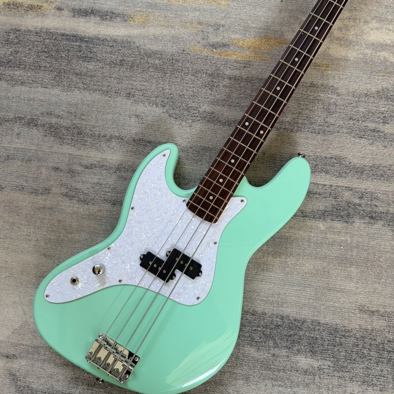 4 String Left-Handed P Bass Style Electric Bass Guitar with Gloss Seafoam Green (LRG-117)