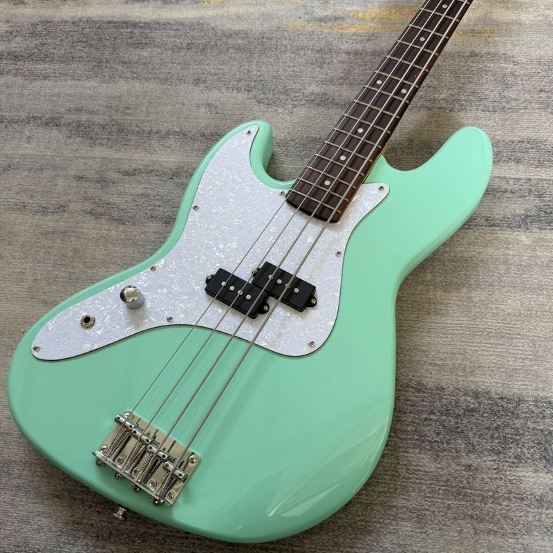 4 String Left-Handed P Bass Style Electric Bass Guitar with Gloss Seafoam Green (LRG-117)