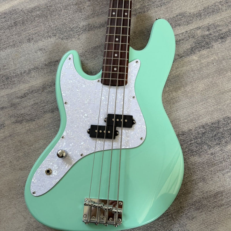 4 String Left-Handed P Bass Style Electric Bass Guitar with Gloss Seafoam Green (LRG-117)
