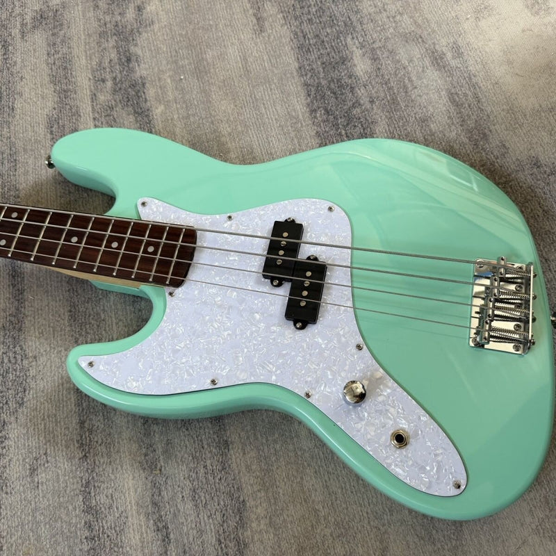 4 String Left-Handed P Bass Style Electric Bass Guitar with Gloss Seafoam Green (LRG-117)