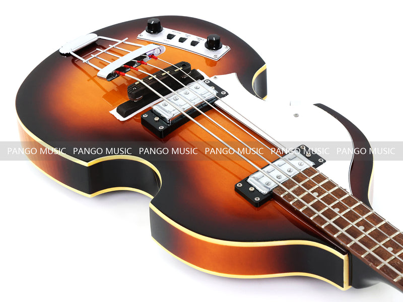 4 String Left Hand Vintage Violin-Shaped Semi Hollow Electric Bass Guitar (PNY-012)