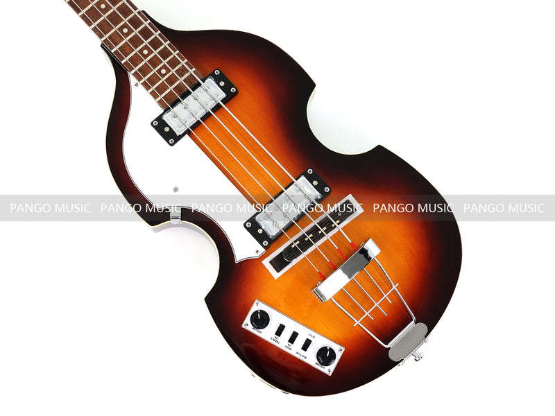 4 String Left Hand Vintage Violin-Shaped Semi Hollow Electric Bass Guitar (PNY-012)