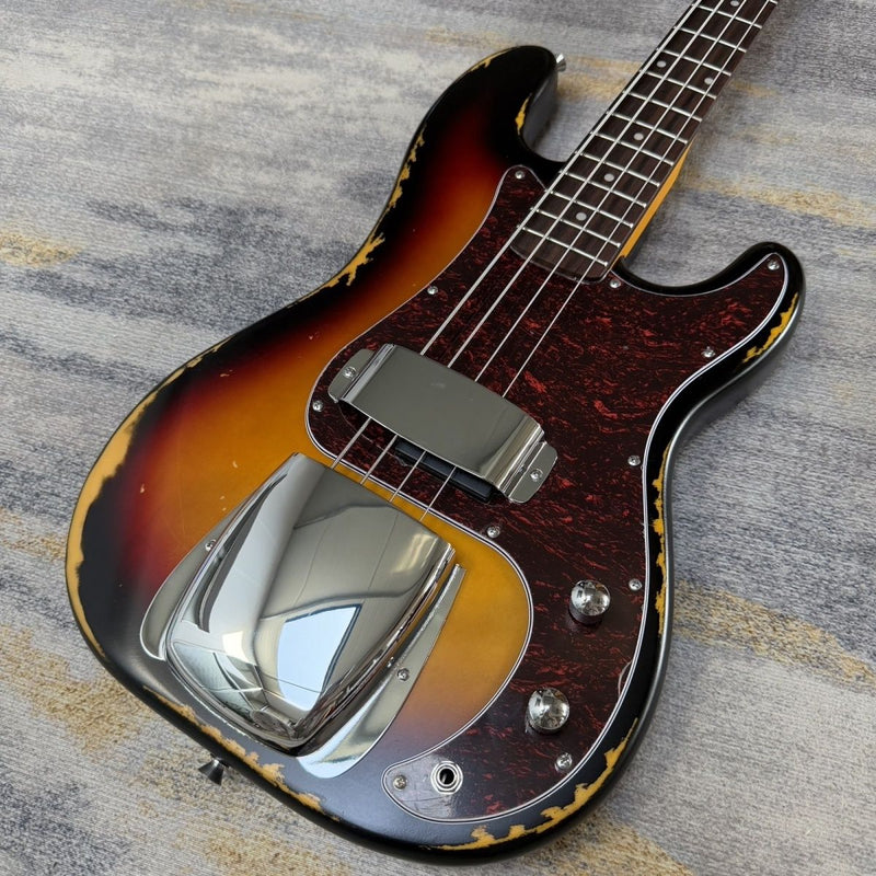 4 String P Bass Style Electric Bass with Relic 3-Tone Sunburst Finish (LRG-111)