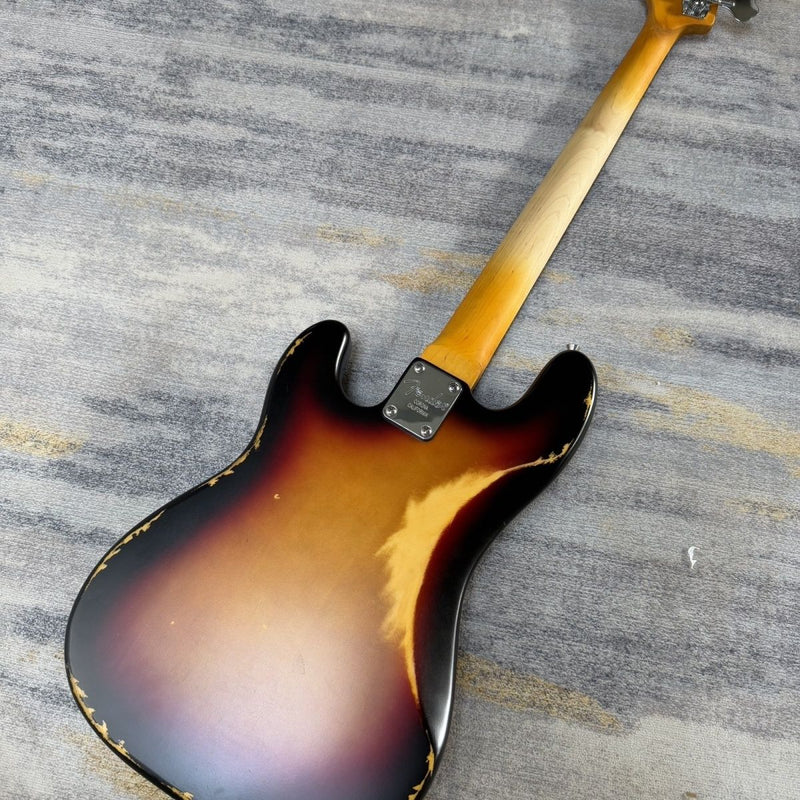 4 String P Bass Style Electric Bass with Relic 3-Tone Sunburst Finish (LRG-111)