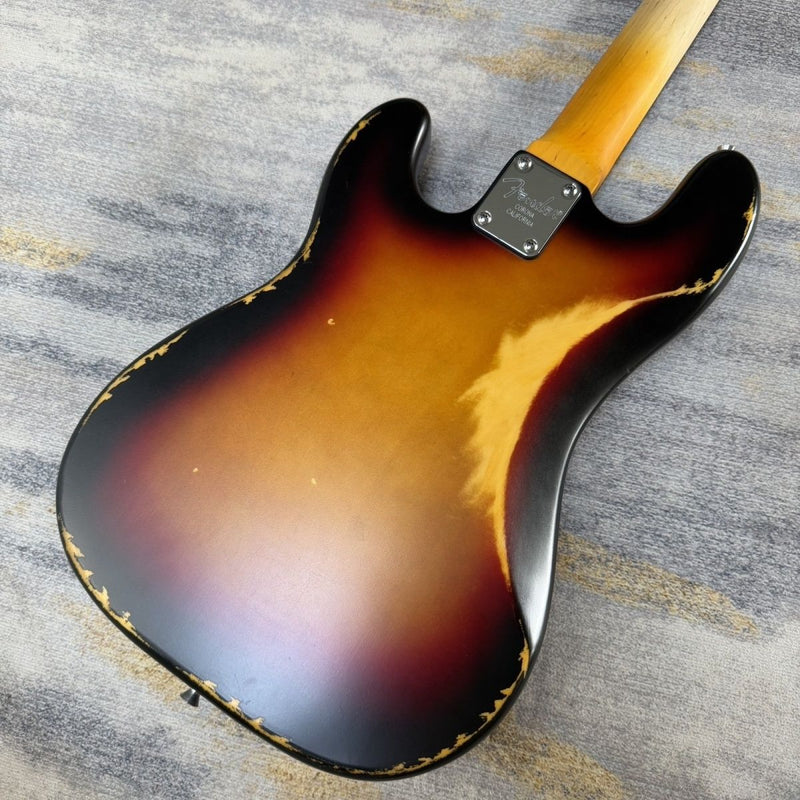 4 String P Bass Style Electric Bass with Relic 3-Tone Sunburst Finish (LRG-111)