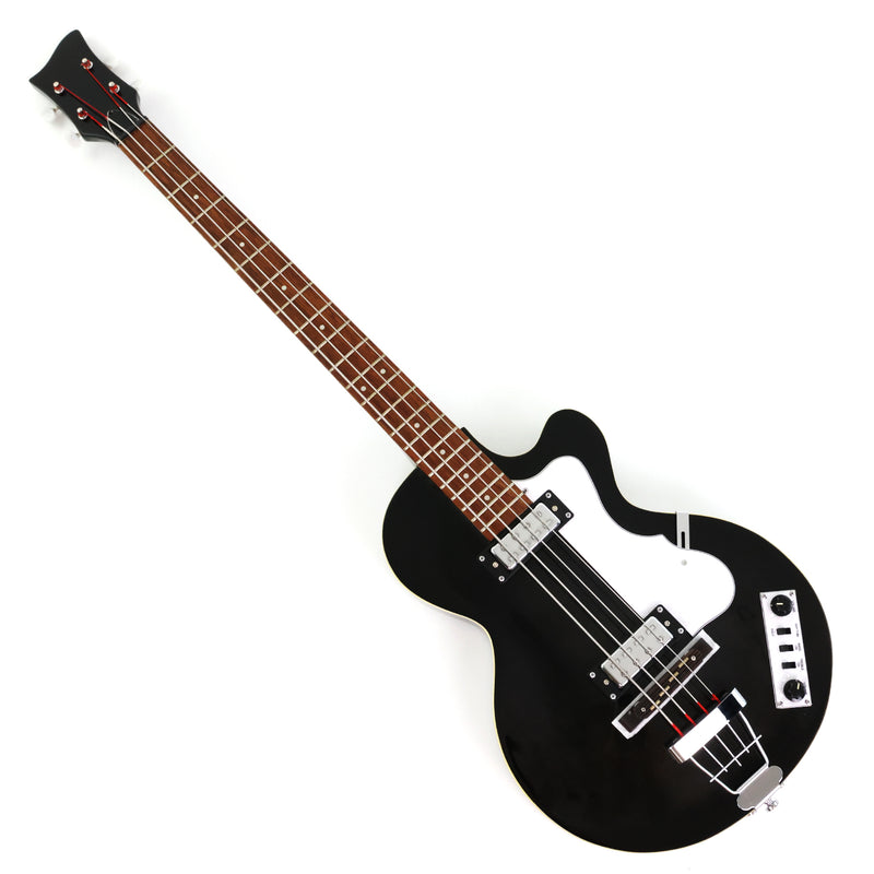 4 String Semi Hollow Electric Bass Guitar with Gloss Black Finish (PHF-128)