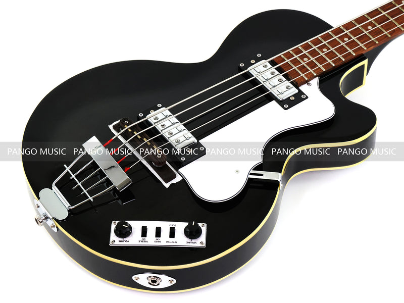4 String Semi Hollow Electric Bass Guitar with Gloss Black Finish (PHF-128)