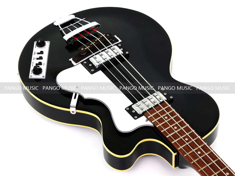 4 String Semi Hollow Electric Bass Guitar with Gloss Black Finish (PHF-128)