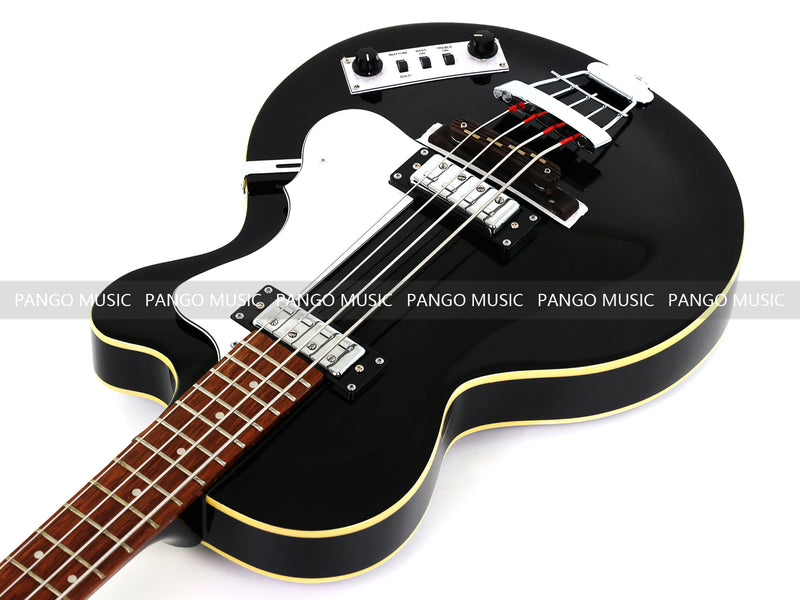 4 String Semi Hollow Electric Bass Guitar with Gloss Black Finish (PHF-128)