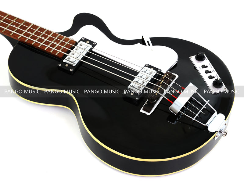 4 String Semi Hollow Electric Bass Guitar with Gloss Black Finish (PHF-128)