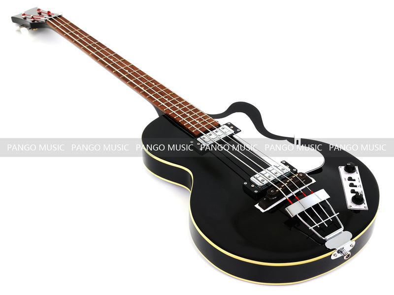 4 String Semi Hollow Electric Bass Guitar with Gloss Black Finish (PHF-128)