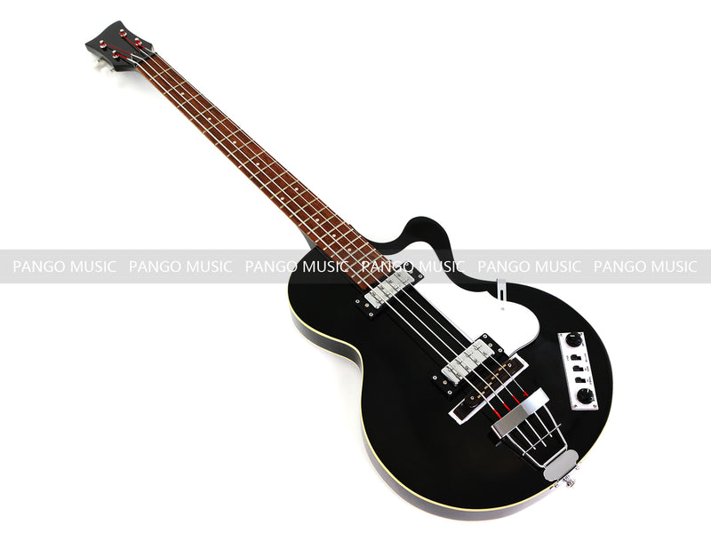 4 String Semi Hollow Electric Bass Guitar with Gloss Black Finish (PHF-128)
