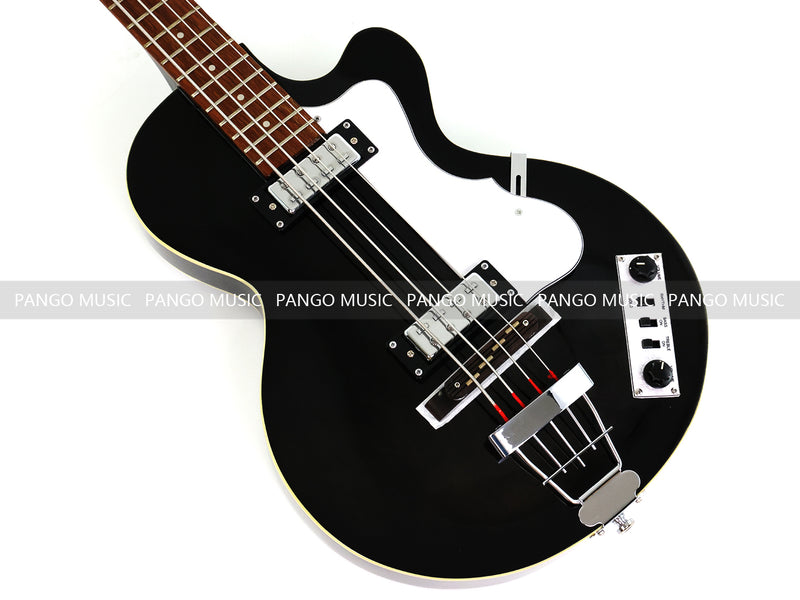 4 String Semi Hollow Electric Bass Guitar with Gloss Black Finish (PHF-128)