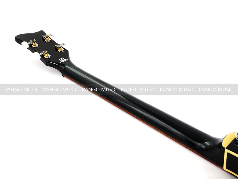4 String Semi Hollow Electric Bass Guitar with Gloss Black Finish (PHF-128)