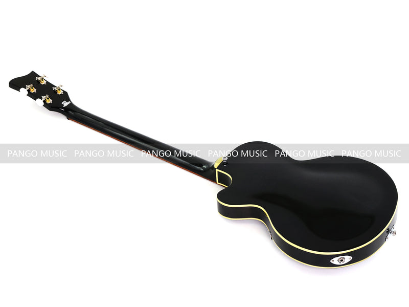 4 String Semi Hollow Electric Bass Guitar with Gloss Black Finish (PHF-128)