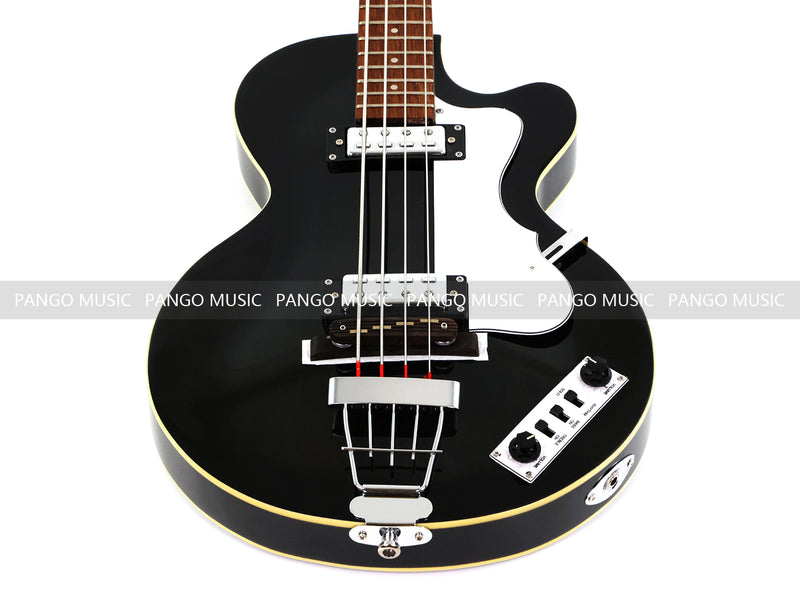 4 String Semi Hollow Electric Bass Guitar with Gloss Black Finish (PHF-128)