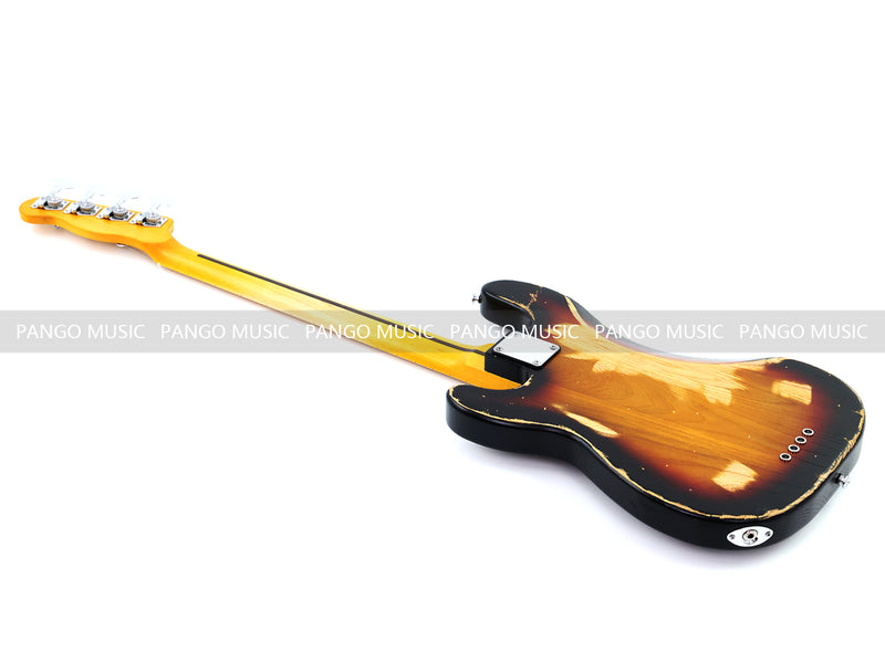 4 String Vintage P Bass Style Electric Bass Guitar with Relic Sunburst Finish & Elm Body(LRG-106X)