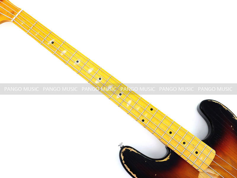 4 String Vintage P Bass Style Electric Bass Guitar with Relic Sunburst Finish & Elm Body(LRG-106X)